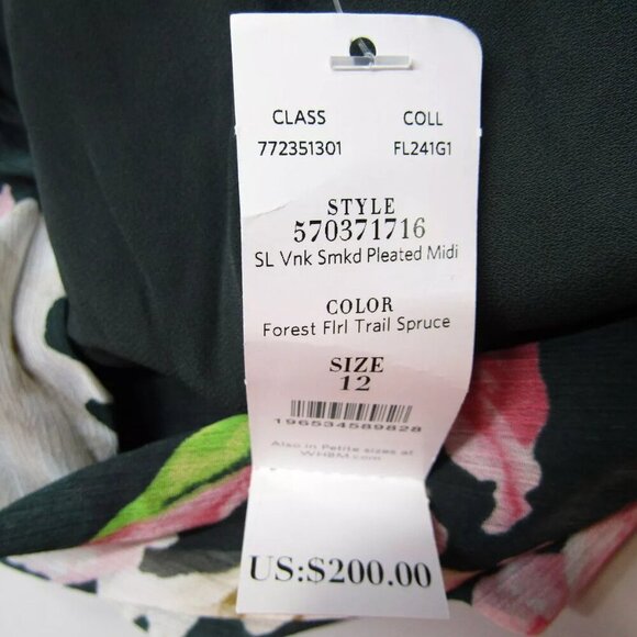 NEW WHITE HOUSE BLACK MARKET Womens Sleevless V-Neck Smocked Midi Dress Size 12 - Picture 7 of 10